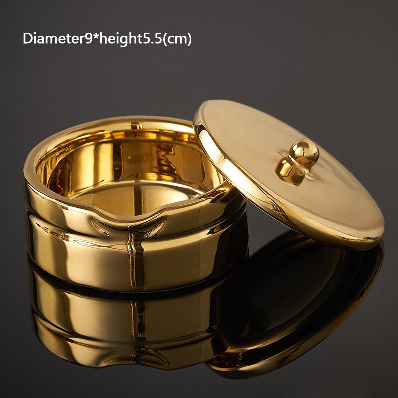 Luxe Keramische Asbak Met Deksel Woonkamer Salontafel Decoratie Stofdicht Draagbare Asbak Home Hotel Office Levert: H