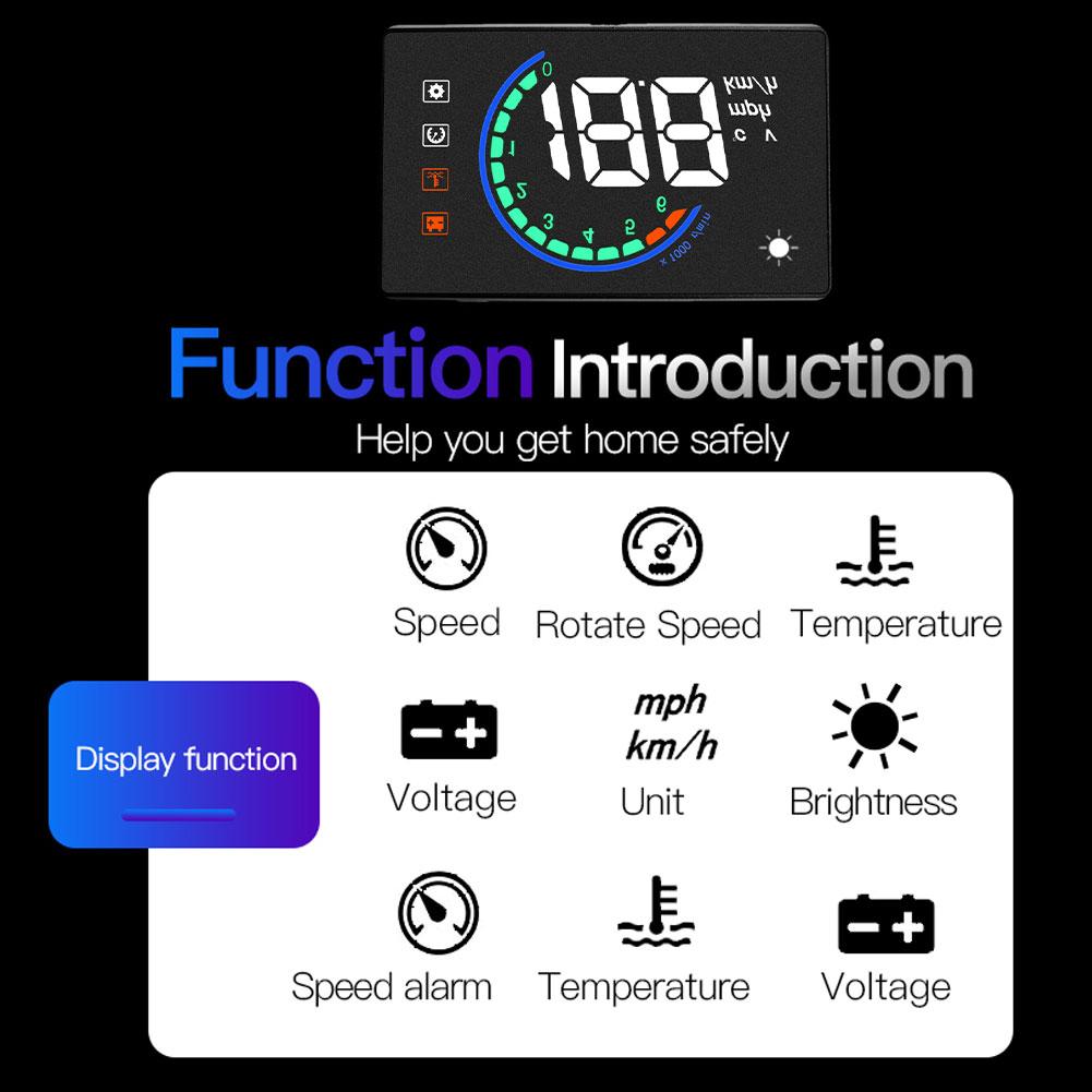 Heads Up Display Durable Practical Car Universal Dual System Vehicle Speedometer For Projector Overspeed Warning