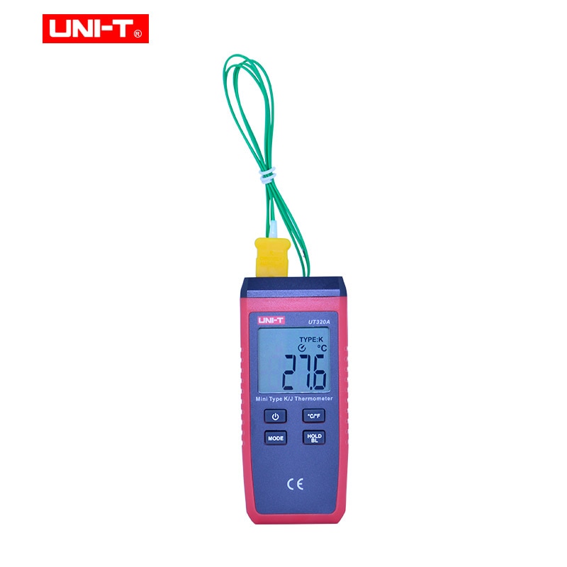 UNI-T UT320A UT320D termómetro de termopar Mini tipo de contacto doble canal K/J medidor de temperatura de fondo de datos mantener automática