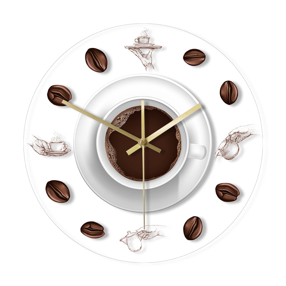 Kaffee Hand Kaffee Bohnen Wanduhr mit LED-hintergrundbeleuchtung Moderne Cafe Kaffee Becher Reloj De gekürzt Küche Acryl Zauberstab uhr