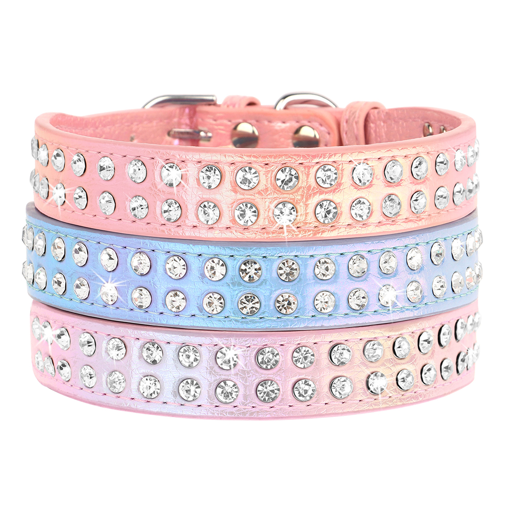 Strass halsband glanzende diamant kat hondenhalsbanden kristal glitter puppy huisdier lederen ketting voor kleine middelgrote honden Chihuahua
