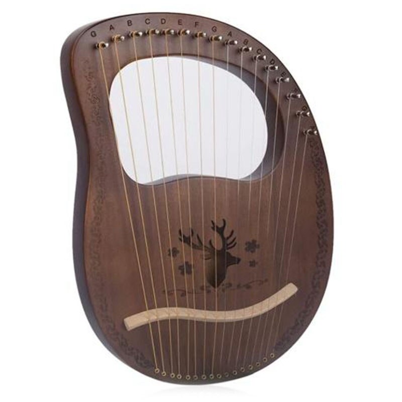 Lyreharpe 16- strengs harpe heptachord mahogni ludharpe med stemmenøgle til musikelskere begyndere: Vintage farve