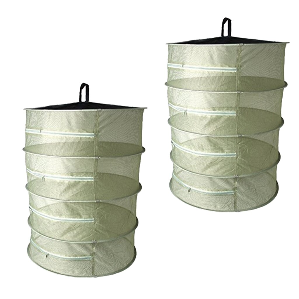 2pcs Large 4Tier 45cm Shelf Hydroponic Hanging Growing Herb Rack Drying Net