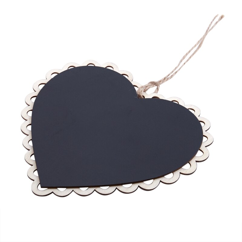 10 Pieces Mini Hanging Chalkboard Wood / Slate Chalkboard Black Hanging Wood writable erasable Blackboard in Message board Woo