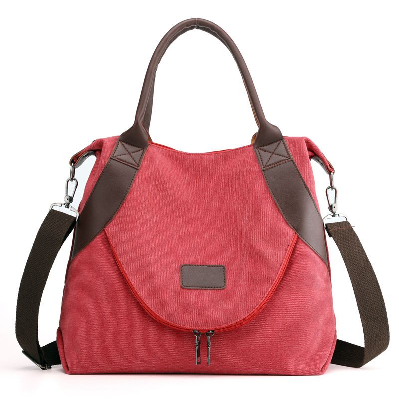 Women Handbags Korean Style Canvas Shoulder Bags Ladies Crossbody Bag For Woman Classic Canvas Hand Bag S2266: Red