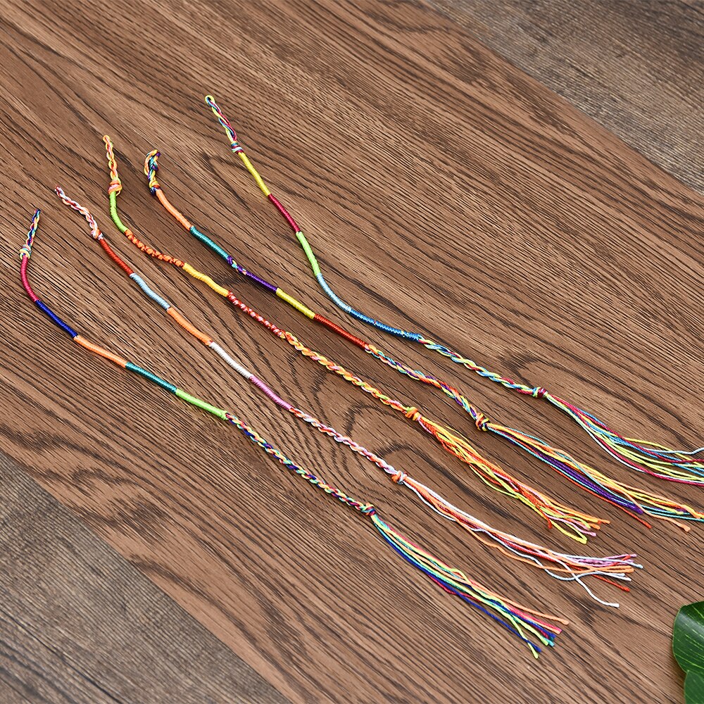 10 unidades/juego de pulseras de la Amistad trenzadas de colores del arco iris para mujer, de joyería artesanal, brazaletes de cuerda hechos a mano, aleatoria