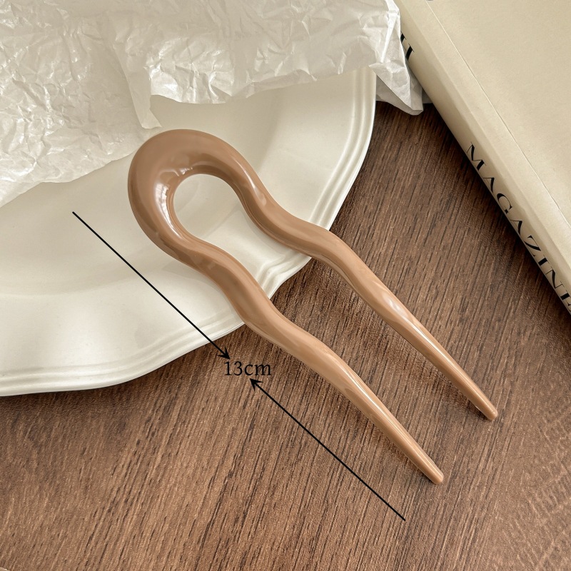 Nueva horquilla para el cabello en forma de U para mujer, horquilla de acetato de concha de tortuga a la , tocados de geométrico, palillos para el cabello, accesorios para el cabello para niña: Rosa