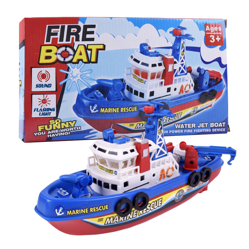 Electric Rescue Boat Ship Music Light Marine Rescue Fire Fighting Fast Speed Educational Bath Shower Toy Kids GiftTSLM1