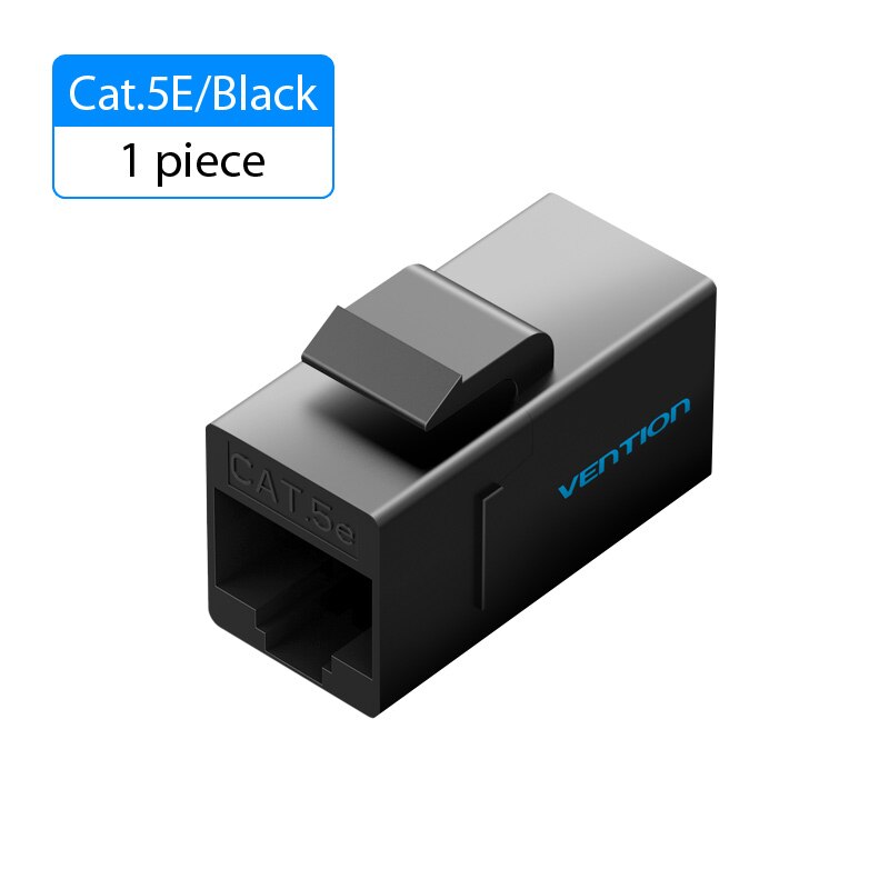 Vention-conector Cat5E RJ45, Cable Ethernet, Cat 5E Cat 6 hembra a prolongador hembra, adaptador de extensión para Cable Ethernet: Black B07 1Pcs