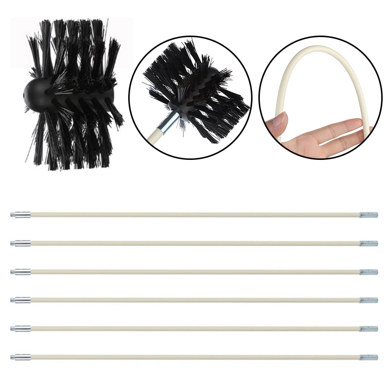 Flexibele 12Pc Staven Met 1Pc Borstel Hoofd Schoorsteen Cleaner Sweep Rotary Haarden Binnenwand Cleaning Brush Cleaner Schoorstenen toegang