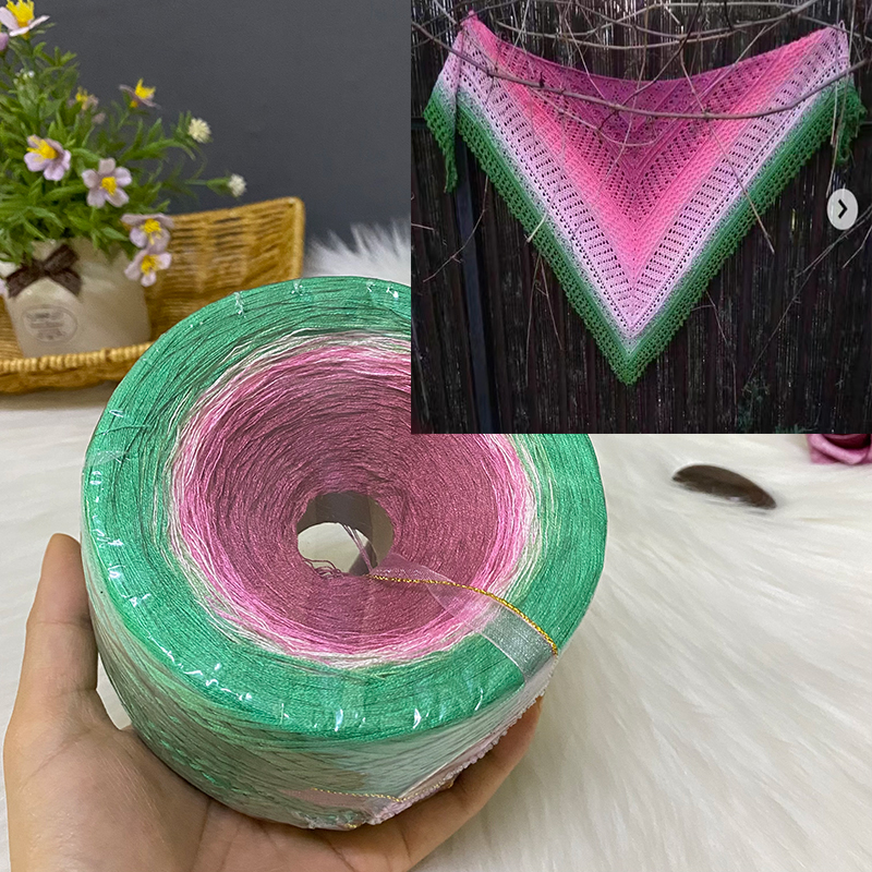 Organic Cotton Cake Line Gradient Color Baby Wool, DIY Handmade Knitting Line, Crochet Line, Shawl Long Skirt Sweater, 300g/Ball