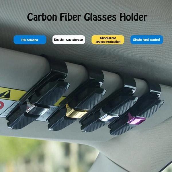 Montura de gafas de fibra de carbono, marco de gafas de coche, Clip de doble punta, esponja integrada, rotación de 360 grados