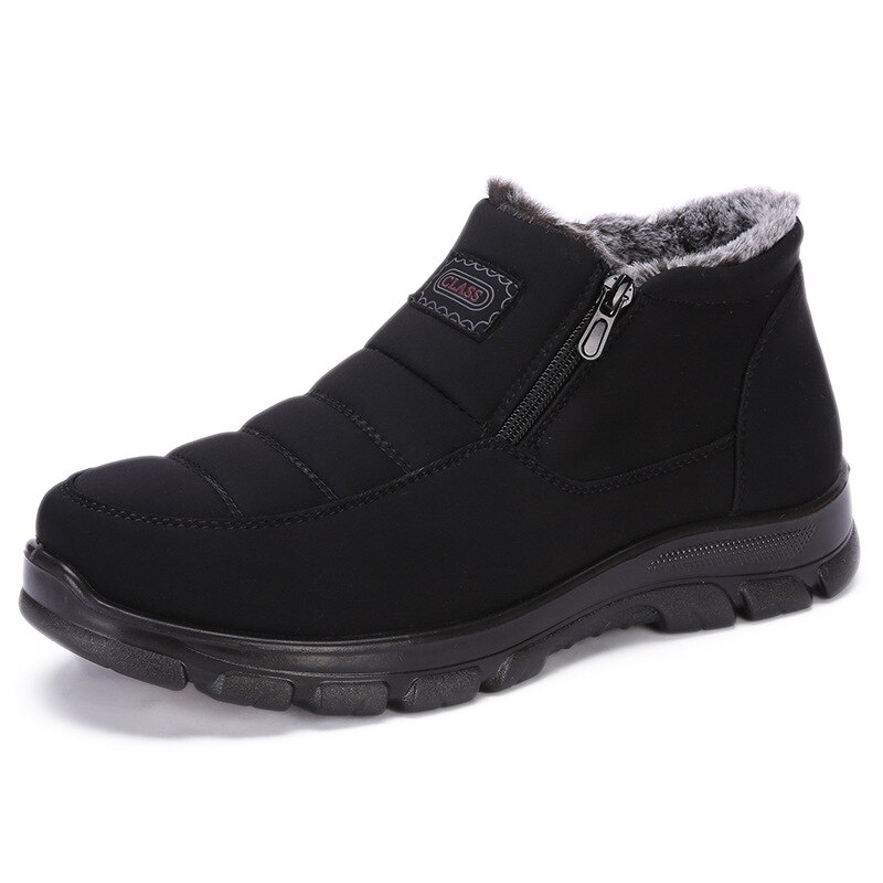 Men Boots Zipper Winter Shoes for Men Furry Snow Boots Waterproof Mans Footwear Cotton Fabric Male Ankle Shoes Plus Size: 38