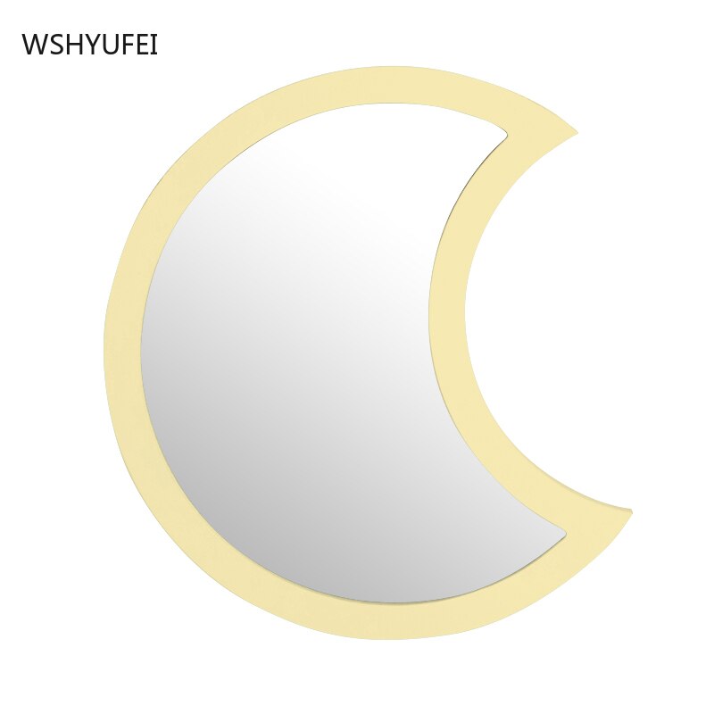 Moon Shape Mirror Home Decor Bathroom Living Room Decorations Vanity Mirror Wall-mounted Punch-free Bath Vanity Tools