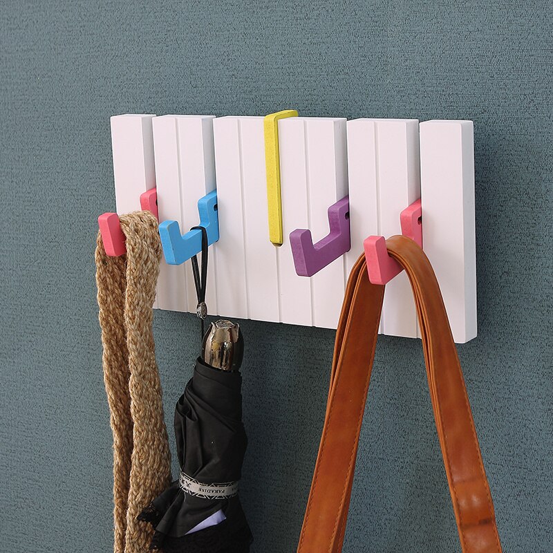 Portemanteau mural en bois, porte-manteau pour clés de Piano, porte-manteau mural, décoration murale, porte-clé, porte-chapeaux, étagère de rangement en bois: 30cm Multicolor