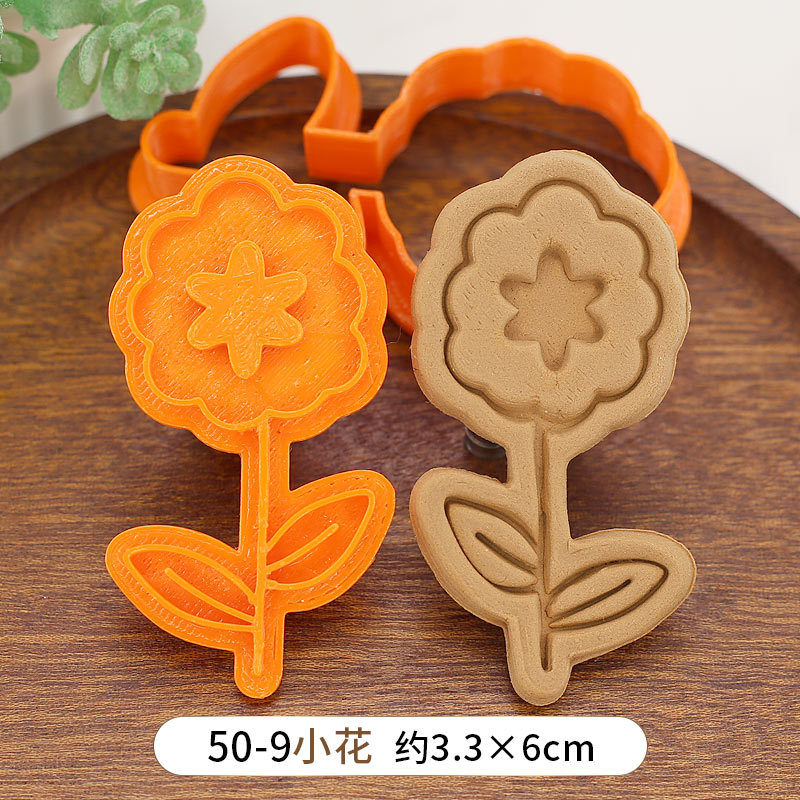 Molde para galletas con flor de Rosa para el día de la madre, molde para galletas con dibujos animados de flor de cerezo, para hornear, DIY, 3D, para prensar galletas a mano: 09