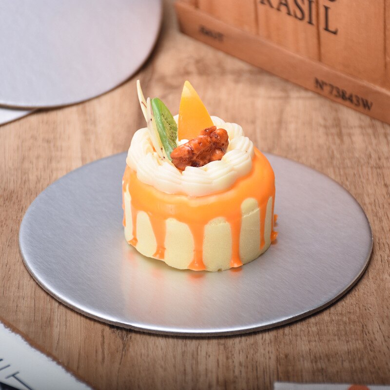 10pcs Silver Round Mousse Cake Boards Cake Display Board Cake Edge DIY Cakes Circle Cardboard Pastry Baking Mat Decorations Tool