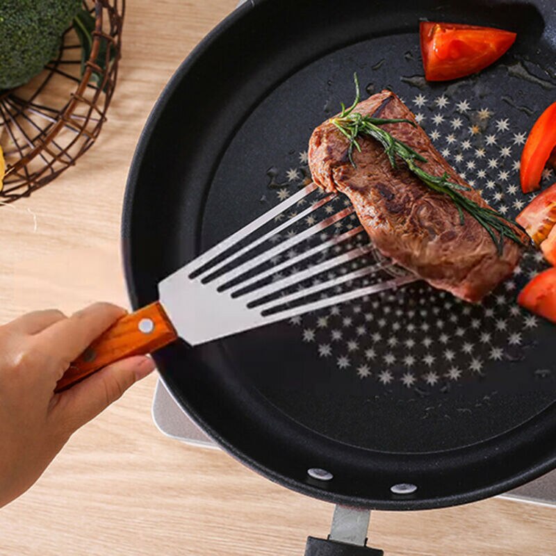 Fish Spatula Metal Stainless Steel Blade With Wooden Handle Fish Tuner Utensils For Kitchen Cooking Tool