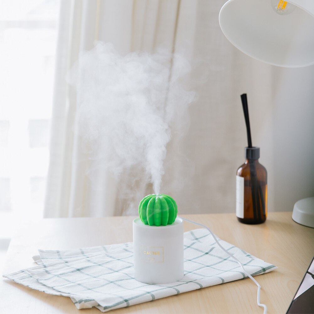 Cactus Luchtbevochtiger Met Led Nachtlampje Mini Desktop Decor Mute Air Mist Maker Fogger Thuis Leveringen Usb