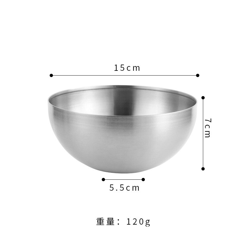 Goud Kom Rijst Soepkom Roestvrij Staal Koper Koreaanse Slakom Servies Huishouden: 15cm Silver