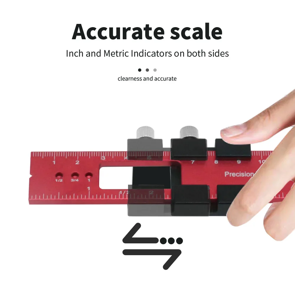 Houtbewerkingsgereedschap Liniaal-Pocket Liniaal Lay-Out Tool Aluminium Precisie Liniaal Met T-Track Metalen Schuifstops, Inch En Metrische Schaal
