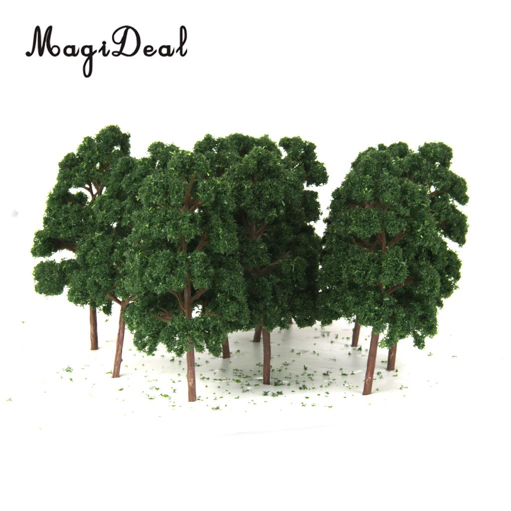 MagiDeal 10Pcs Plastic Model Trees Train Railway Wargame Diorama Architecture Village Layout HO Scale for Classroom House Decor