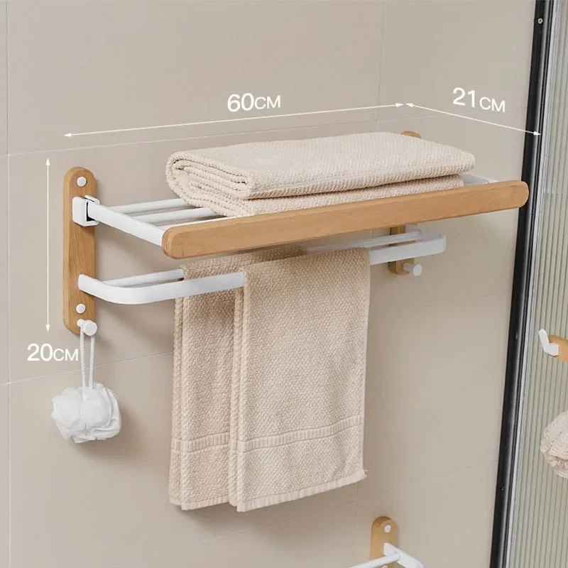 Badezimmer-Handtuchhalter aus Holz, Badregal-einstellen, Dusch-Organizer-Regal, Zauberstab-Badewannenregal aus Holz, Eckregal für Waschraum, Haartrocknerhalter