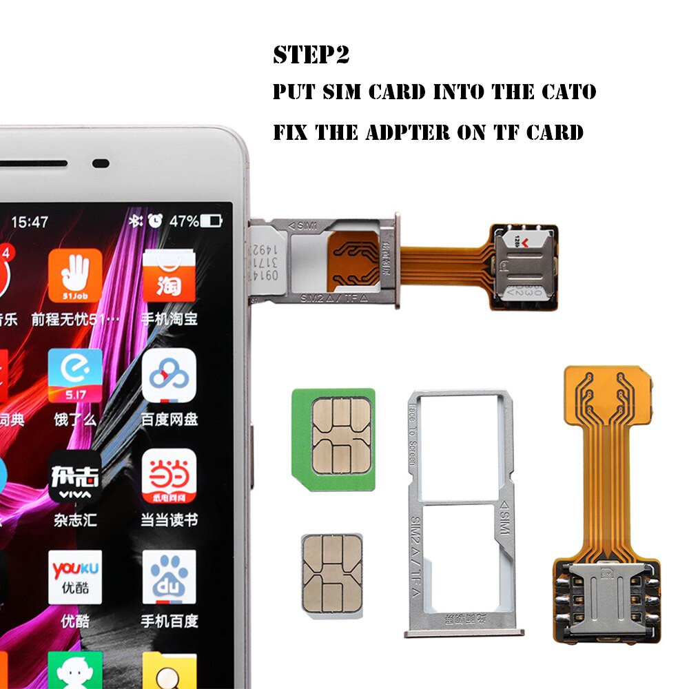 1PC Universal TF híbrido Sim ranura para tarjeta SIM Dual adaptador Micro SD Extender Nano Cato para Android teléfono tres elección