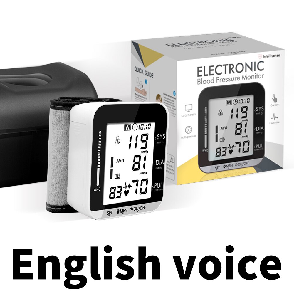 Bloeddrukmeter Portable Tonometer Engels Voice Bloeddrukmeter Pols Bloeddrukmeter Hartslagmeter Tensiometro: Voice