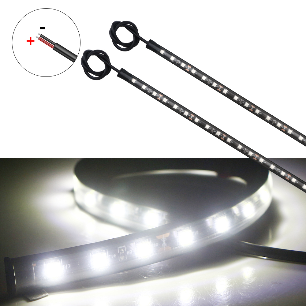 2 STKS 32 CM 5050 18 SMD LED Strip Licht 12 V voor Motorfietsen Auto's Boten Versieren Waarschuwing Flexibele Lamp Blauw Groen Rood Wit Amber: WHITE
