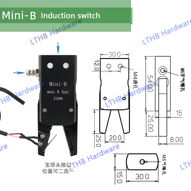 Pneumatische Grijper Manipulator Armatuur voor Spuitgieten Grijpen Met Sensor Schakelaar Water Uitloop Clip Robot Arm Arm Armatuur Cilinder: Donkergroen