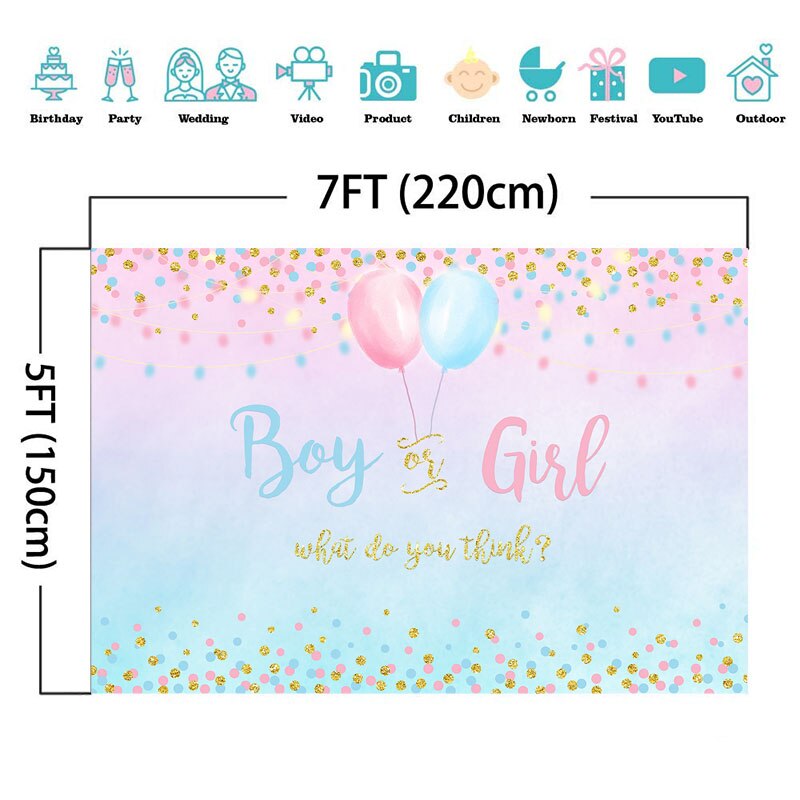NeoBack Junge oder Mädchen Geschlecht Offenbaren Hintergrund Blau Rosa Punkte Ballon Fotografie Hintergrund Baby Dusche Party Banner Kulissen