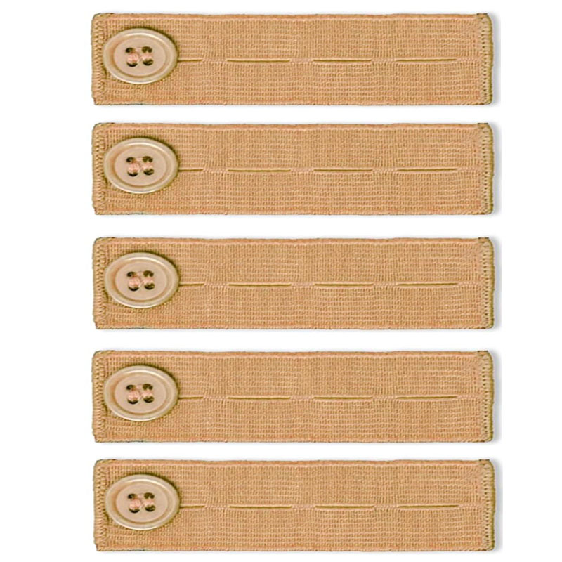 5pcs/lot Adjustable Elastic Waist Extenders Belt Waistband Expanders for Men Women Trousers Jeans Pants Button Extenders: khaki