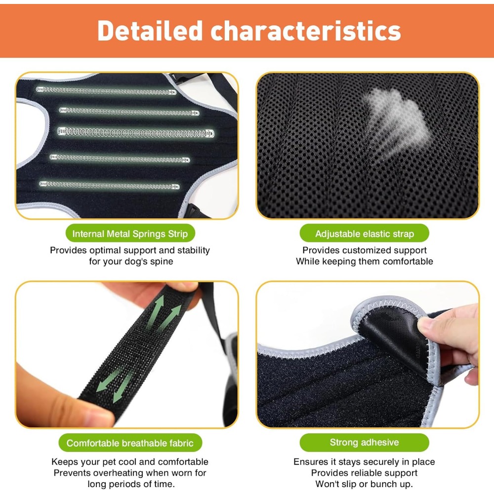 ComfortFlex Dog Back Support Brace – Relieves IVDD,Hip Dysplasia, Arthritis & Spinal Injuries – Breathable Spinal Brace