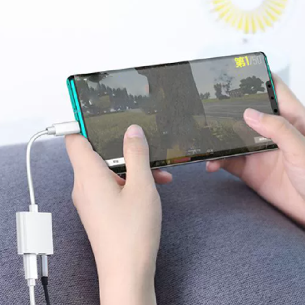 Adaptador 2 em 1 3 5mm para tipo C Conversor de fone de ouvido Cabo Aux Tipo-C para conversor tipo C Conversão portátil