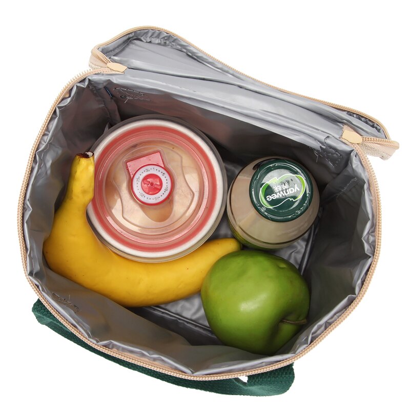 3.7L eco friendly cotton linen cooler bag small portable cool handbag thermal picnic lunch box meal cold warm fresh carrier bag