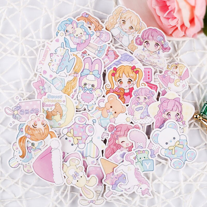 44pcs/lot Cute Girl Diary Planner Decorative Stickers Kawaii Animals Scrapbooking Label Stationery Journal Stickers