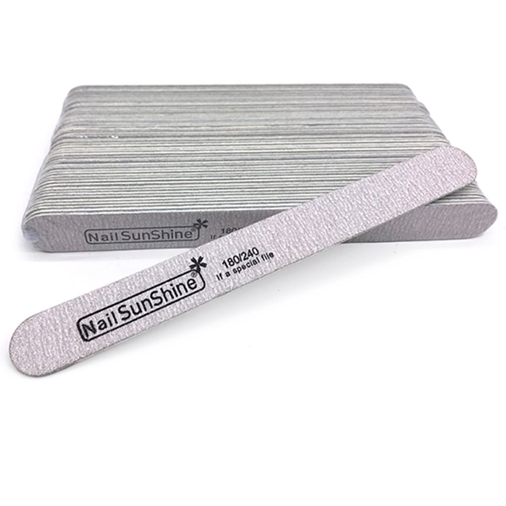 Draagbare Sterke Dikke Houten Dubbelzijdig Nagelvijlen Schuren Buffer Nails Care Professionele Pedicure Manicure Art Beauty Tool: grey
