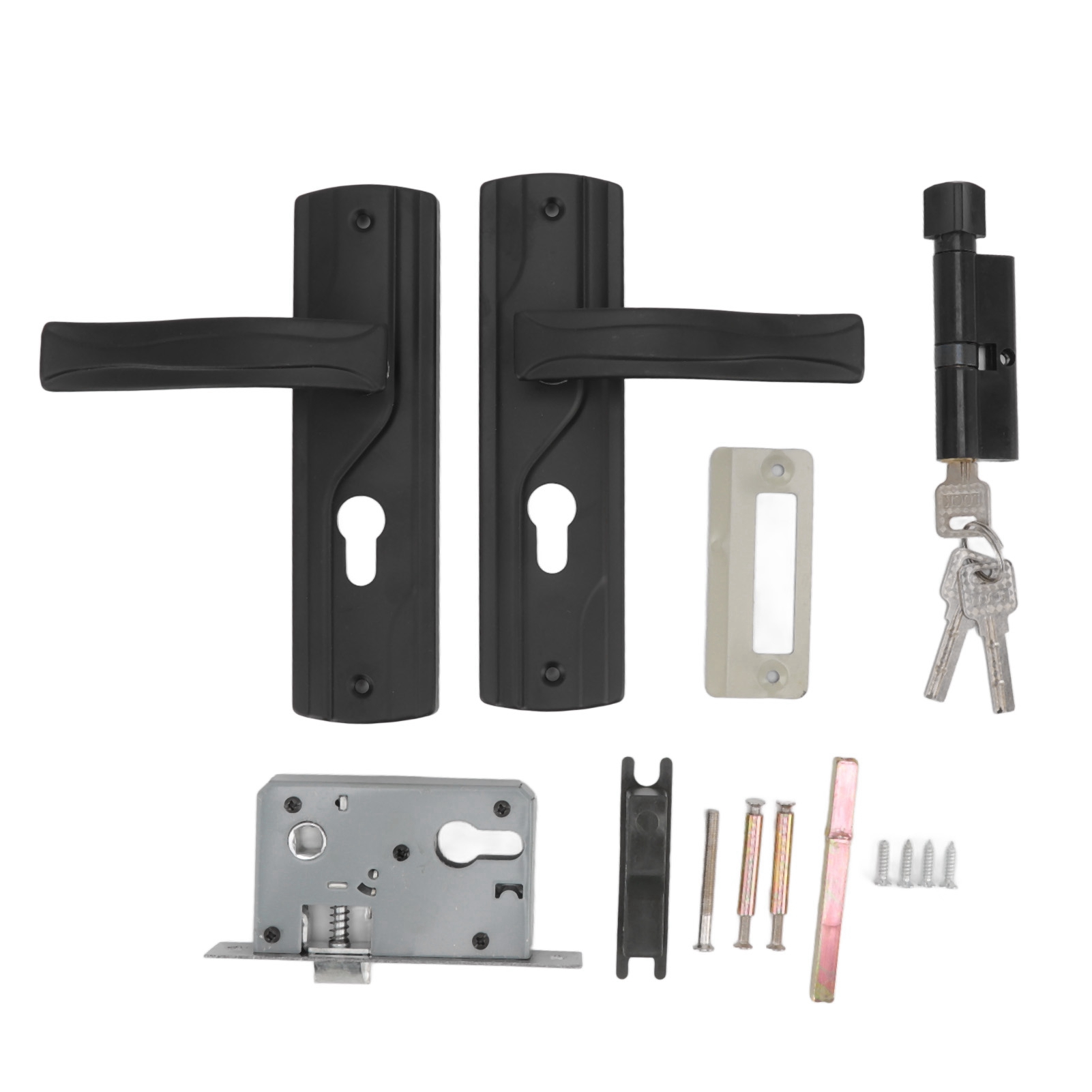 Door Handle Lock Keys Set Bedroom Door Lock Set Large Knob Black Smoothly Rotating Silent Bearing for Bathroom: Default Title