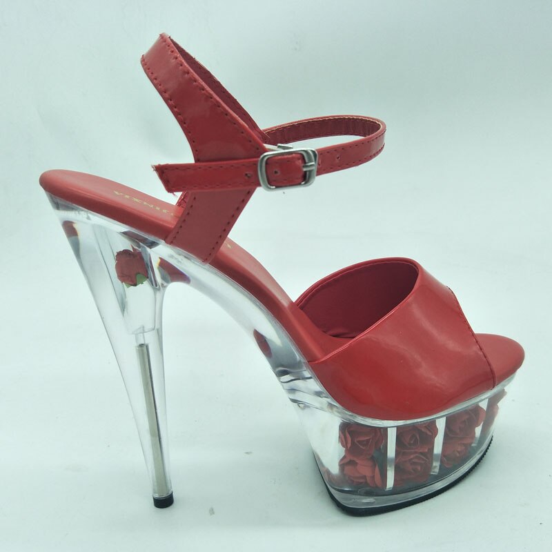 De 6- inch schoenen zijn 15cm hoge hakken en een hoog platform gladiator's geknoopte dansschoenen: 5