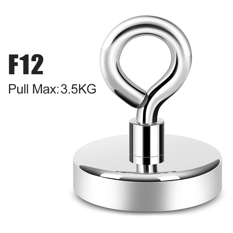 1Pc Super Sterke Neodymium Magneet Pot Vissen Salvage Magneten Neodymium Ronde Krachtige Magnetische Haak Zee Vissen Magneet Zoeker: F12 Pull Max 3.5KG