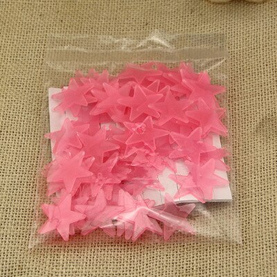 50pcs/pack 3cm Star Energy Storage Fluorescent Glow In The Dark Luminous on Wall Stickers Toys for Kids Room Living Room Decal: pink