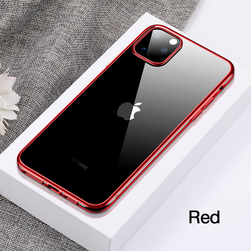 Cafele Luxe Plating Case Voor iPhone 11 Pro Max Soft TPU Transparant Telefoon Case Voor iPhone 11 pro max Ultra dunne Back Cover: For iPhone11 promax / Rood / Simple Package