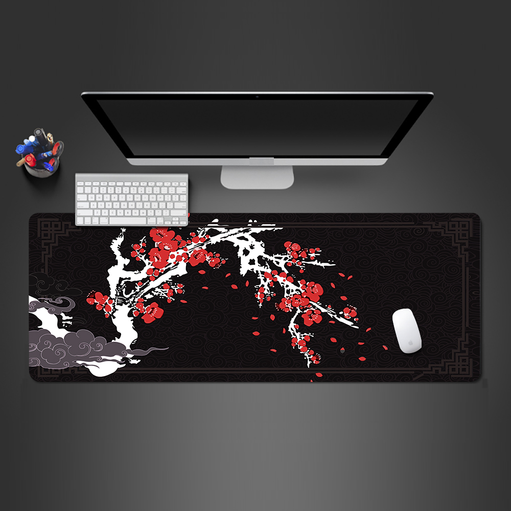 Mouse Pad Japanese Style Larger Mousepad Flower Xxl Gaming Keyboard Computer Desk Mat Accessories Game Mause Ped Office Carpet: Khaki