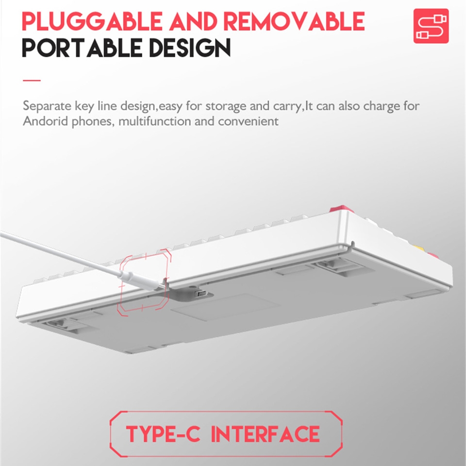 87 Key Mechanical Keyboard USB Wired LED Backlit Axis Gaming Mechanical Keyboard Blue Switches For Desktop Gaming Keyboard Gamer