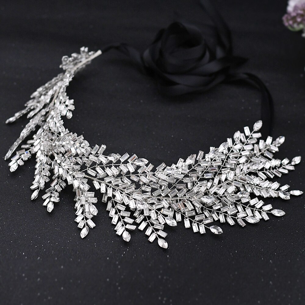 ZMSH312 Diamond Rhinestone Belts for Dresses Belt Silver Waist Belts Sparkle Belts for Women Dress Belt Flowers for Dresses: black ribbon