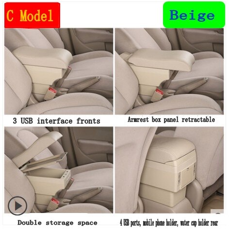 Für Nissan März Micra K13 MK4 IV Armlehne Kasten Center konsole Arm Rest: C-Beige