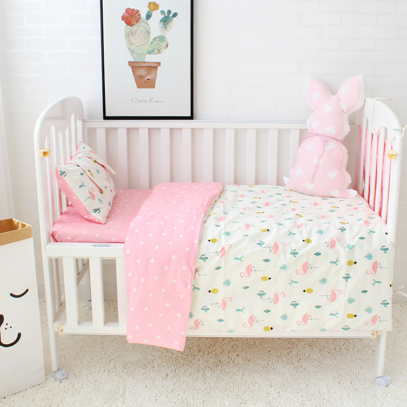 3 stk baby sengetøj sæt til piger ren bomuld vævet tegneserie krybbe sengelinned til børn inkluderer dynebetræk fladt ark pudebetræk