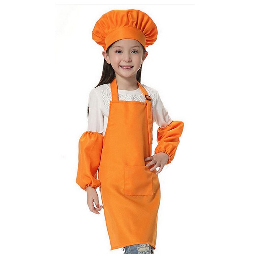 Kid Chef Hat Children's Baking Hat Cute Girls Boys Food Service Kitchen Work Caps Solid Pleated Top Painting Hats