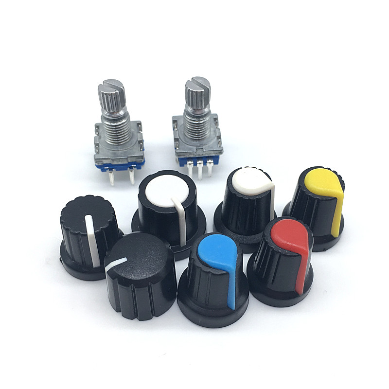 5sets Rotary encoder code schalter EC11 audio digital mit push button schalter 5Pin griff länge 15mm mit knopf